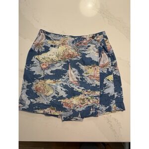 Liz Claiborne Skort Women 10P Multicolor Excellent Vintage Nautical Sailboat